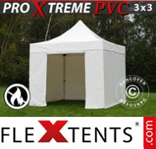 Chapiteau pliant FleXtents Xtreme Heavy Duty 3x3m, Blanc avec 4 cotés