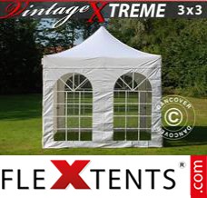 Chapiteau pliant FleXtents Xtreme Vintage Style 3x3m Blanc, avec 4 cotés