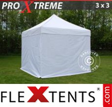 Chapiteau pliant FleXtents Xtreme 3x3m Blanc, avec 4 cotés