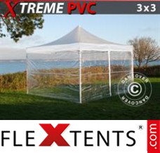 Chapiteau pliant FleXtents Xtreme 3x3m Transparent, avec 4 cotés