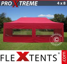 Chapiteau pliant FleXtents Xtreme 4x8m Rouge, avec 6 cotés