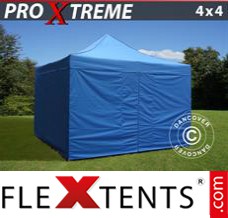 Chapiteau pliant FleXtents Xtreme 4x4m Bleu, avec 4 cotés