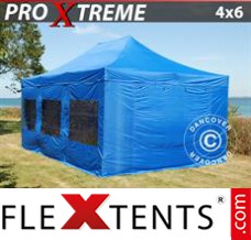 Chapiteau pliant FleXtents Xtreme 4x6m Bleu, avec 8 cotés