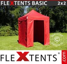 Chapiteau pliant FleXtents Basic, 2x2m Rouge, avec 4 cotés