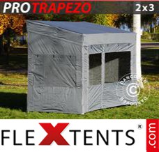 Chapiteau pliant FleXtents PRO Trapezo 2x3m Gris, avec 4 cotés