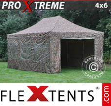 Chapiteau pliant FleXtents Xtreme 4x6m Camouflage, avec 8 cotés