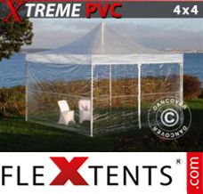 Chapiteau pliant FleXtents Xtreme 4x4m Transparent, avec 4 cotés