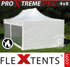 Chapiteau pliant FleXtents Xtreme Heavy Duty 4x8m Blanc, avec 6 cotés