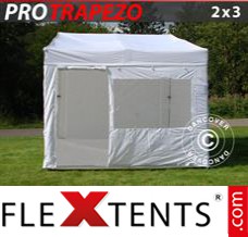 Chapiteau pliant FleXtents PRO Trapezo 2x3m Blanc, avec 4 cotés