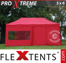 Chapiteau pliant FleXtents Xtreme 3x6m Rouge, avec 6 cotés