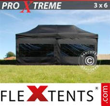 Chapiteau pliant FleXtents Xtreme 3x6m Noir, avec 6 cotés