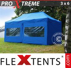 Chapiteau pliant FleXtents Xtreme 3x6m Bleu, avec 6 cotés